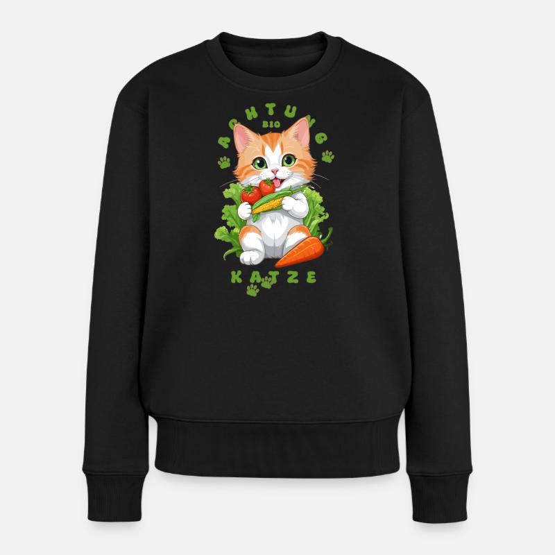 Bio Katze - Frauen Premium Bio Pullover - Schwarz