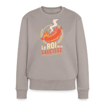 Roi de la Saucisse en Flammes - Pull Premium bio Femme - taupe - Devant - Julia (174cm)