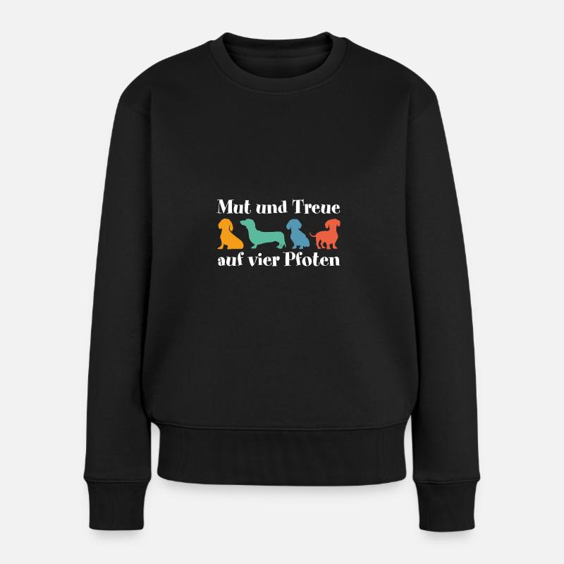 Dackel Mut und Treue auf vier Pfoten Dackelgrafik - Frauen Premium Bio Pullover - Schwarz