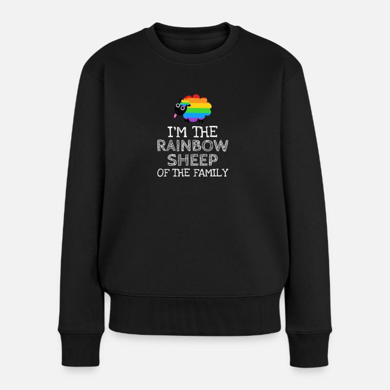 Regenbogen Schaf Queer Gay Pride Month LGBTQ - Frauen Premium Bio Pullover - Schwarz
