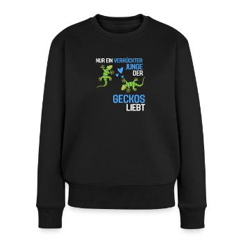 Eidechsen Jungen Exotisches Tier Geschenk Gecko - Frauen Premium Bio Pullover - Schwarz - Vorne - Julia (174cm)