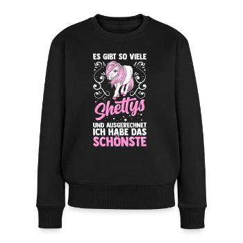 Shetlandpony Shetty Pony Pferd Geschenk - Frauen Premium Bio Pullover - Schwarz - Vorne - Julia (174cm)