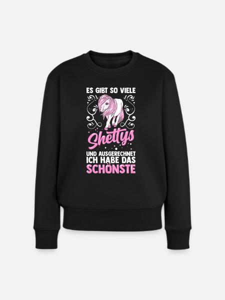 Shetlandpony Shetty Pony Pferd Geschenk - Frauen Premium Bio Pullover - Schwarz