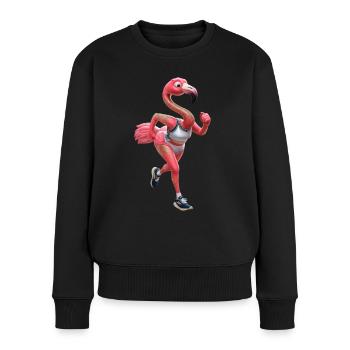 Flamingo Runner Jogging Running Sports Sportswoman - Women's Premium Organic Jumper - black - Front - Julia (174cm)