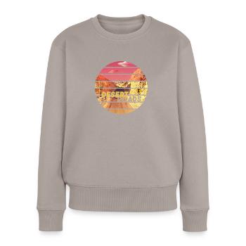 Desert Roads - Frauen Premium Bio Pullover - Taupe - Vorne - Julia (174cm)