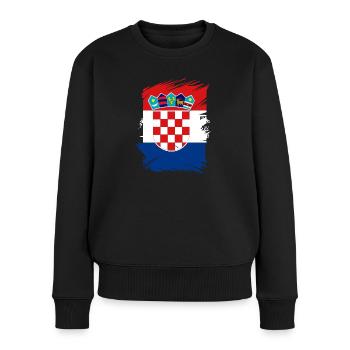Kroatien Flagge Adria Zagreb Kroatische Fahne - Frauen Premium Bio Pullover - Schwarz - Vorne - Julia (174cm)