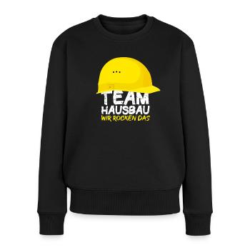 Team Hausbau Wir rocken das - Frauen Premium Bio Pullover - Schwarz - Vorne - Julia (174cm)