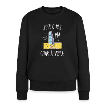 J'peux pas j'ai char à voile - Pull Premium bio Femme - noir - Devant - Julia (174cm)