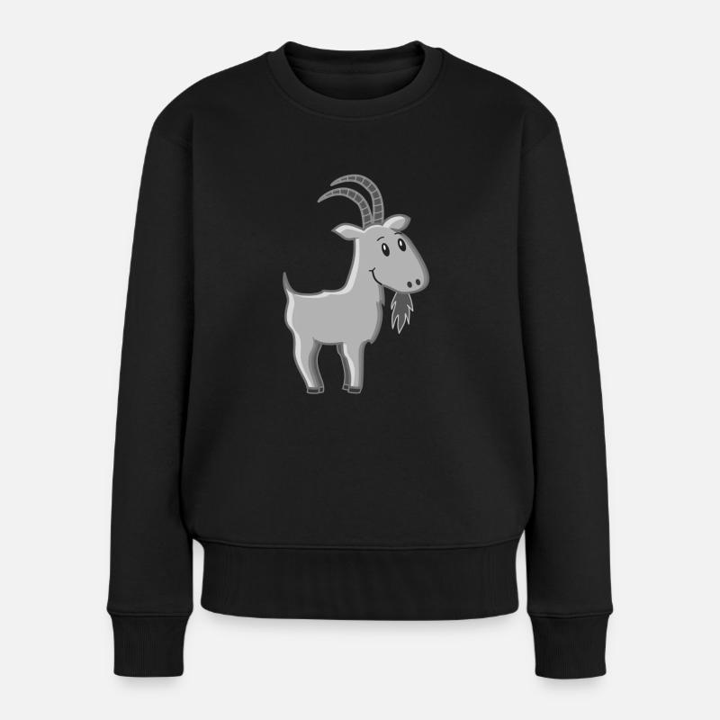 Ziegenbock Comic - Frauen Premium Bio Pullover - Schwarz