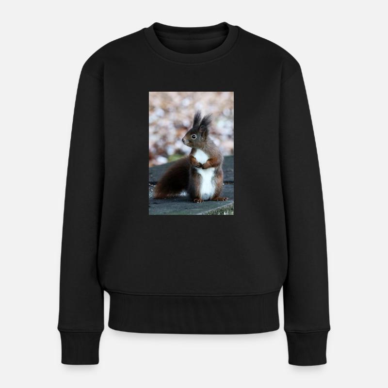 Eichhörnchen, Isibat - Frauen Premium Bio Pullover - Schwarz