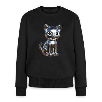 Metallic Chrom Elegance - Frauen Premium Bio Pullover - Schwarz - Vorne - Julia (174cm)