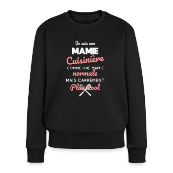 Mamie cuisinière comme une mamie normale plus cool - Pull Premium bio Femme - noir - Devant - Julia (174cm)