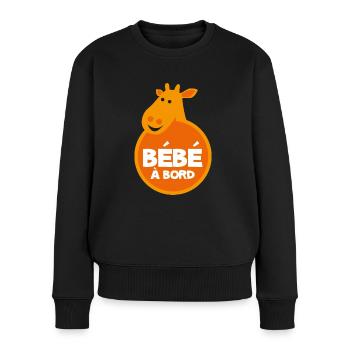 Bébé à bord girafe - Pull Premium bio Femme - noir - Devant - Julia (174cm)