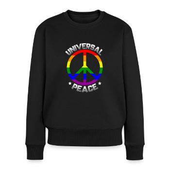 Pride Rainbow, universal peace - Frauen Premium Bio Pullover - Schwarz - Vorne - Julia (174cm)