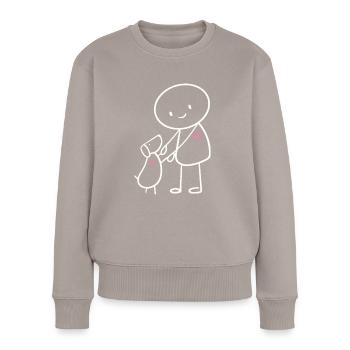 Hunde Strichmännchen Hundebesitzer Hunde Gassi - Frauen Premium Bio Pullover - Taupe - Vorne - Julia (174cm)