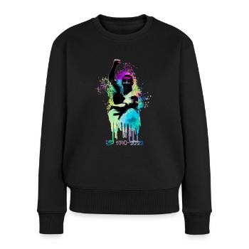 pele,fußballer,rip,brazilianer, graffiti - Frauen Premium Bio Pullover - Schwarz - Vorne - Julia (174cm)
