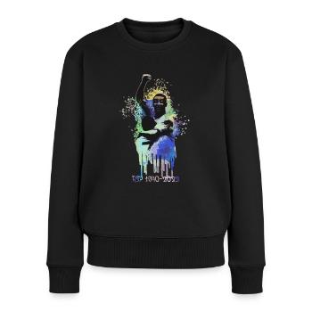 pele,fußballer,rip,brazilianer, graffiti - Frauen Premium Bio Pullover - Schwarz - Vorne - Julia (174cm)