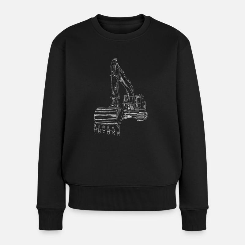Bagger Zeichnung - Frauen Premium Bio Pullover - Schwarz