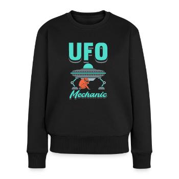 UFO-Mechaniker - Frauen Premium Bio Pullover - Schwarz - Vorne - Julia (174cm)