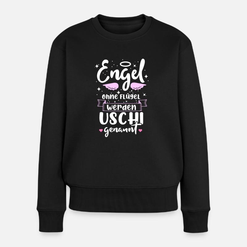 Engel Ohne Flügel Werden Uschi Genannt - Frauen Premium Bio Pullover - Schwarz
