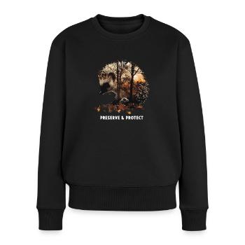Preserve & Protect Hedgehog Animal Forest Nature Environment - Women's Premium Organic Jumper - black - Front - Julia (174cm)