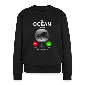 L’OCÉAN APPELLE JE DOIS ALLER PLONGEUR CADEAU - Pull Premium bio Femme - noir - Devant - Julia (174cm)