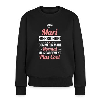 J'ai un mari Berrichon plus cool - Pull Premium bio Femme - noir - Devant - Julia (174cm)