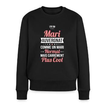 J'ai un mari Auvergnat plus cool - Pull Premium bio Femme - noir - Devant - Julia (174cm)