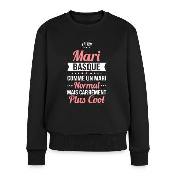 J'ai un mari Basque plus cool - Pull Premium bio Femme - noir - Devant - Julia (174cm)