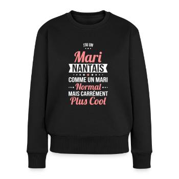 J'ai un mari Nantais plus cool - Pull Premium bio Femme - noir - Devant - Julia (174cm)