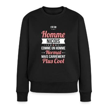 J'ai un homme Niçois plus cool - Pull Premium bio Femme - noir - Devant - Julia (174cm)
