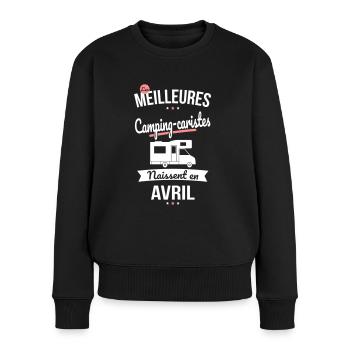 Les meilleures camping-caristes naissent en Avril - Pull Premium bio Femme - noir - Devant - Julia (174cm)