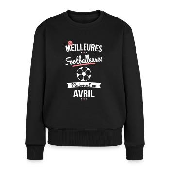 Les meilleures footballeuses naissent en Avril - Pull Premium bio Femme - noir - Devant - Julia (174cm)