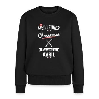Les meilleures chasseuses naissent en Avril - Pull Premium bio Femme - noir - Devant - Julia (174cm)