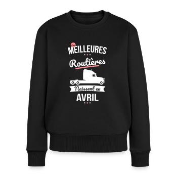 Les meilleures routières naissent en Avril - Pull Premium bio Femme - noir - Devant - Julia (174cm)