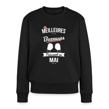 Les meilleures boxeuses naissent en Mai - Pull Premium bio Femme - noir - Devant - Julia (174cm)