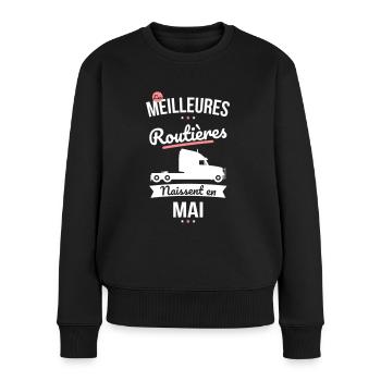 Les meilleures routières naissent en Mai - Pull Premium bio Femme - noir - Devant - Julia (174cm)