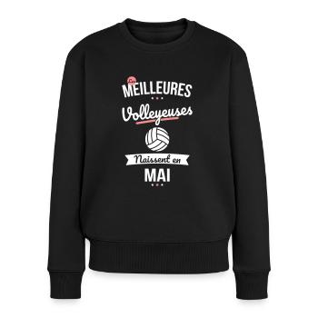 Les meilleures volleyeuses naissent en Mai - Pull Premium bio Femme - noir - Devant - Julia (174cm)