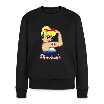 France Femme Drapeau Bleu Blanc Rouge - Pull Premium bio Femme - noir - Devant - Julia (174cm)