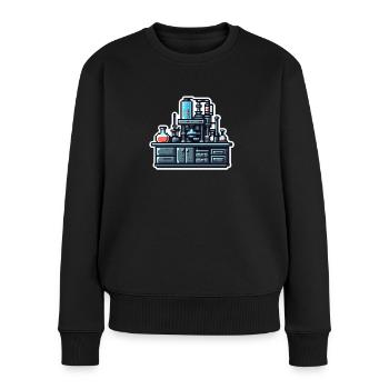 Experiment desk - Frauen Premium Bio Pullover - Schwarz - Vorne - Julia (174cm)