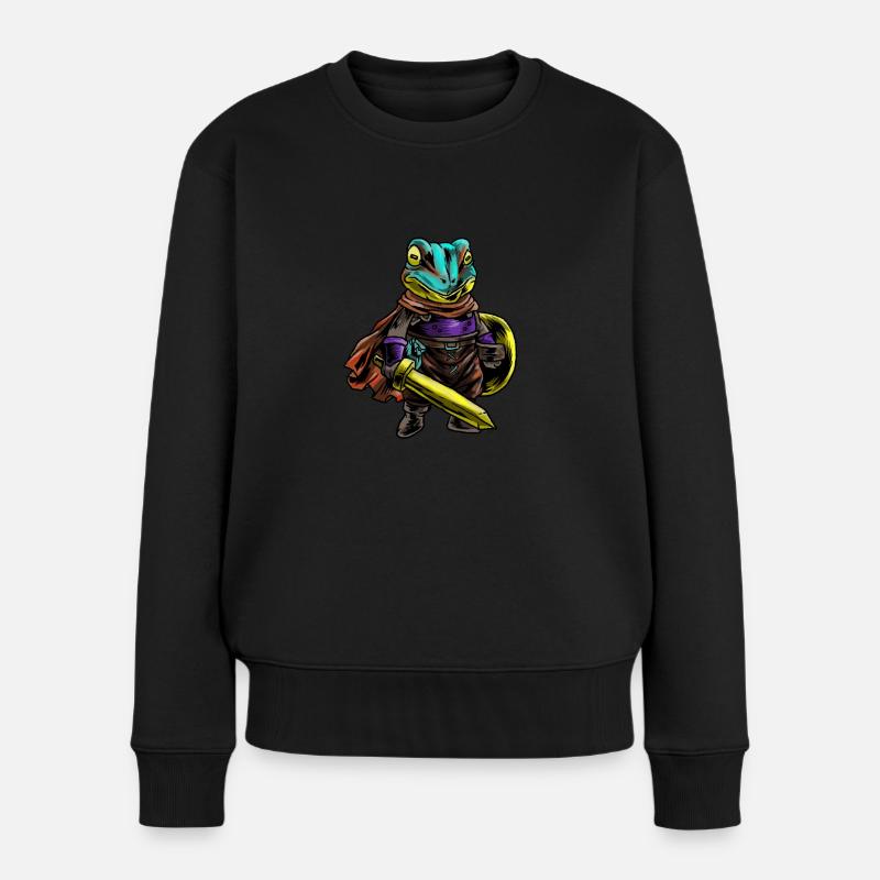 Ritter Frosch Schild Krieger Schwert Cavalier Geschenk - Frauen Premium Bio Pullover - Schwarz