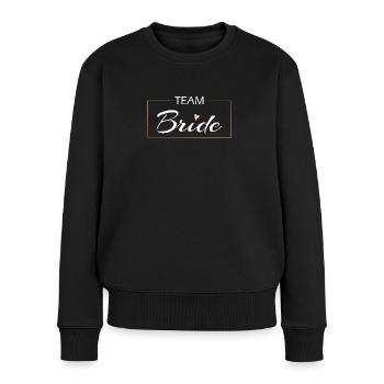 Team Bride mit Goldrahmen in weiß - JGA - Hochzeit - Frauen Premium Bio Pullover - Schwarz - Vorne - Julia (174cm)
