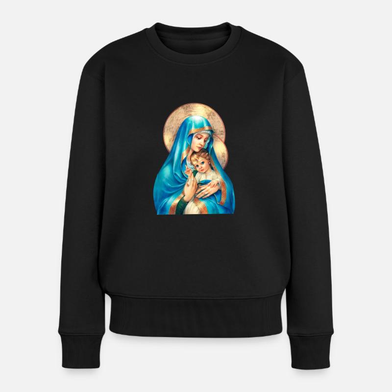Maria Mutter Jesu - Christ - Frauen Premium Bio Pullover - Schwarz