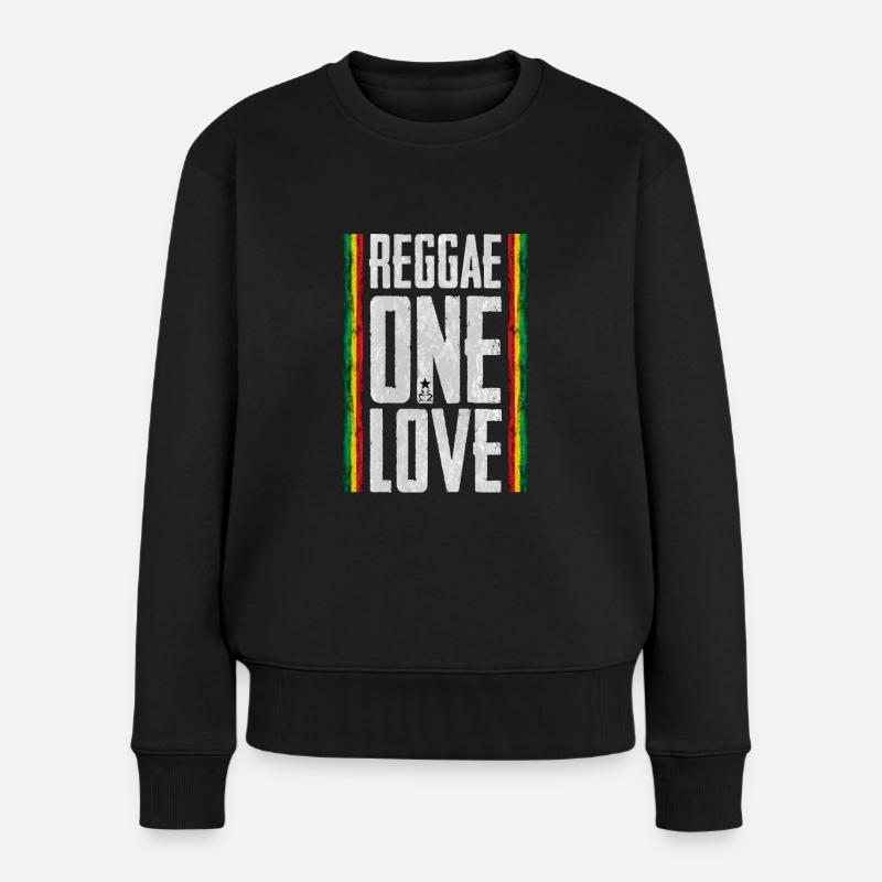 reggae one love - Frauen Premium Bio Pullover - Schwarz