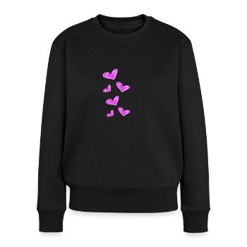 cœurs roses - Pull Premium bio Femme - noir - Devant - Julia (174cm)