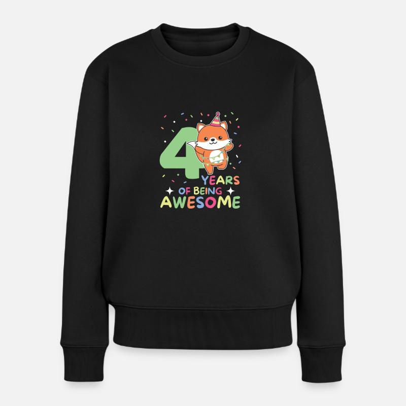 Fuchs zum 4. Geburtstag Kinder vier Jahre alt - Frauen Premium Bio Pullover - Schwarz