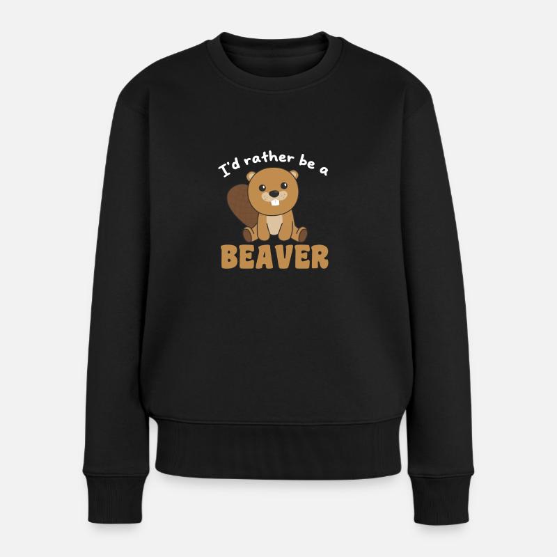 Ich wäre lieber eine Biber - süßer Biber - Frauen Premium Bio Pullover - Schwarz