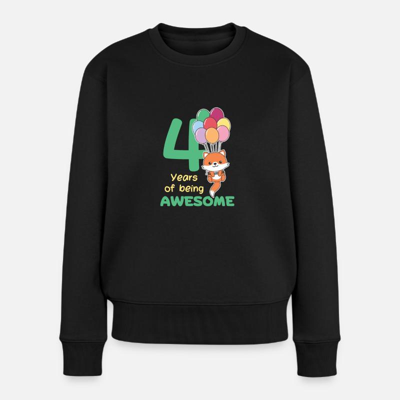Fuchs zum 4. Geburtstag Kinder vier Jahre alt - Frauen Premium Bio Pullover - Schwarz