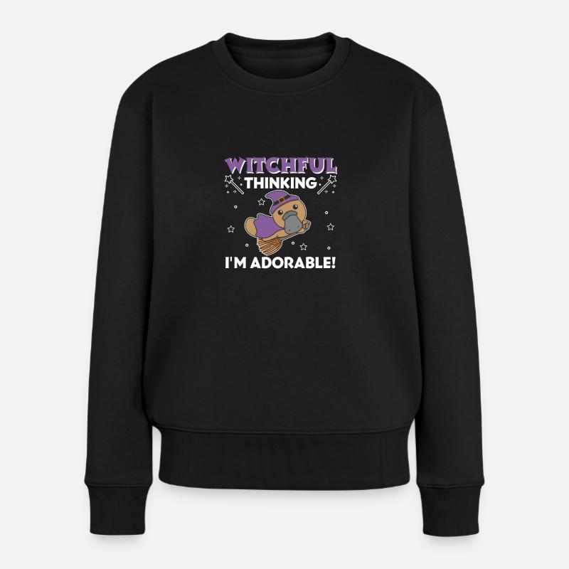 Schnabeltier Halloween Hexe Hexen I'm Adorable - Frauen Premium Bio Pullover - Schwarz