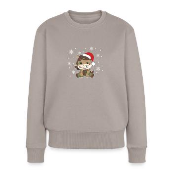 Cheval, Noël, Hiver, Animaux, Chevaux - Pull Premium bio Femme - taupe - Devant - Julia (174cm)